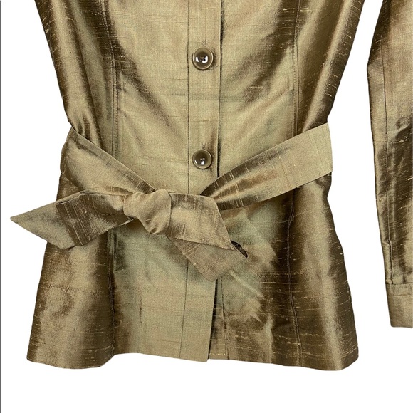 Classiques Entier Atelier 100% Silk Gold Belted Button Down Shirt Size Small - Picture 7 of 10